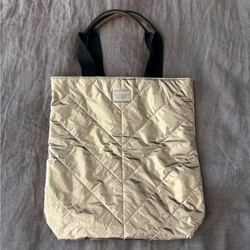 Victoria's Secret Quilted Gold Tote Bag